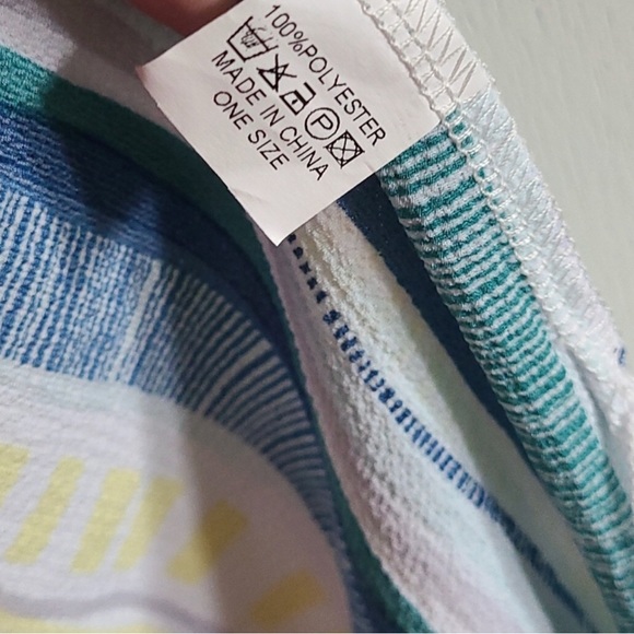 Striped Kimono Beach Cover Up “Front Tie” (New!) Blue, Black, Yellow, White - Picture 5 of 6